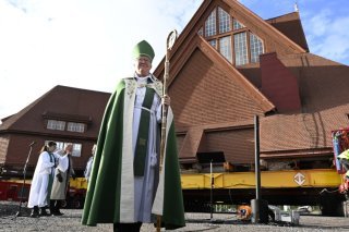 Inaugurée en 1912, l'église de Kiruna est considérée comme un des plus beaux bâtiments de Suède. KEYSTONE/EPA/Fredrik Sandberg